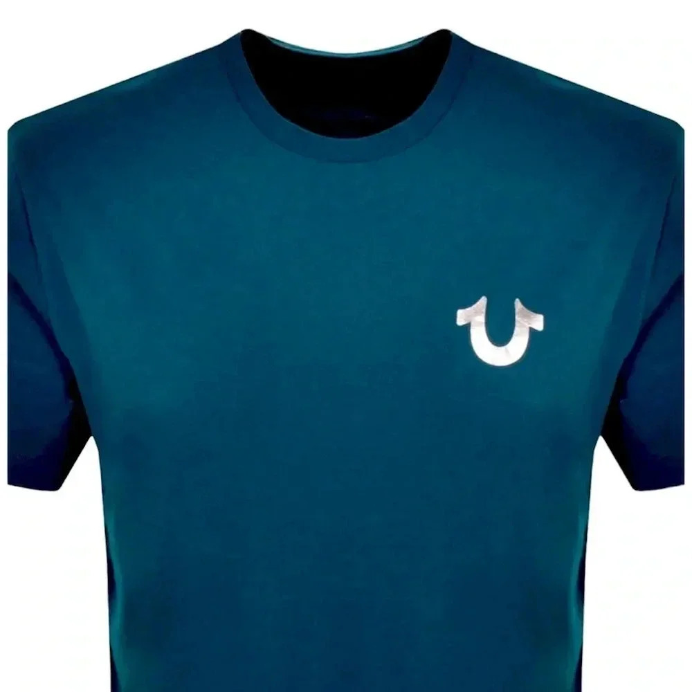 True Religion Blue Flock Bu Logo women’s Crewneck T-shirt  Sz XL
